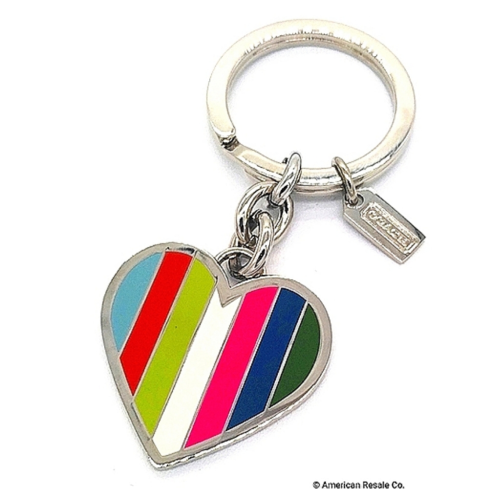 Vintage COACH Legacy Signature Rainbow Keychain Fob Purse Charm-RARE #92109
